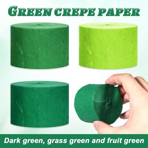 6 Rolls Green Streamers Green Crepe Paper Wide Paper Streamers Party Supplies for Wedding Birthday Party Decorations and DIY Craft Supplies 1.8 Inch × 82 Ft/Roll in Kuwait