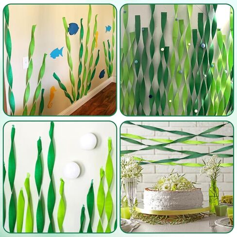 6 Rolls Green Streamers Green Crepe Paper Wide Paper Streamers Party Supplies for Wedding Birthday Party Decorations and DIY Craft Supplies 1.8 Inch × 82 Ft/Roll in Kuwait