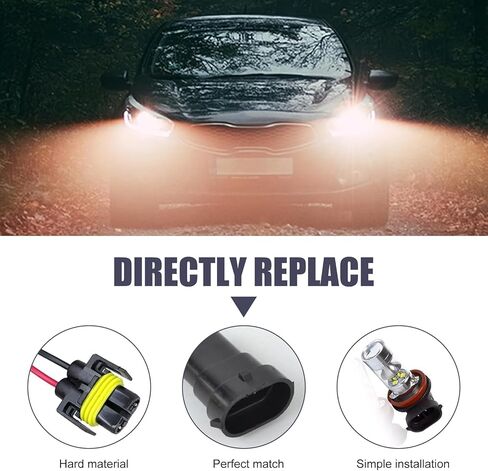 2 PCS H11 Car Light Wire Socket Connector, Multi-Purpose Female Adapter Wiring Harness Sockets, Extension Pigtail Socket Wiring Harness for Front Light Fog Lamp, Universal for Most Car (Black) in Saudi Arabia