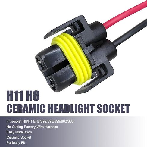 2 PCS H11 Car Light Wire Socket Connector, Multi-Purpose Female Adapter Wiring Harness Sockets, Extension Pigtail Socket Wiring Harness for Front Light Fog Lamp, Universal for Most Car (Black) in Saudi Arabia