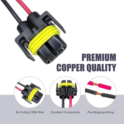 2 PCS H11 Car Light Wire Socket Connector, Multi-Purpose Female Adapter Wiring Harness Sockets, Extension Pigtail Socket Wiring Harness for Front Light Fog Lamp, Universal for Most Car (Black) in Saudi Arabia