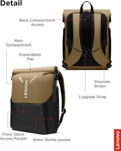 Lenovo Legion Gaming Laptop Backpack GB500, Expandable Capacity up to 25L, Fits 16-inch Laptops, Water Resistant in Saudi Arabia