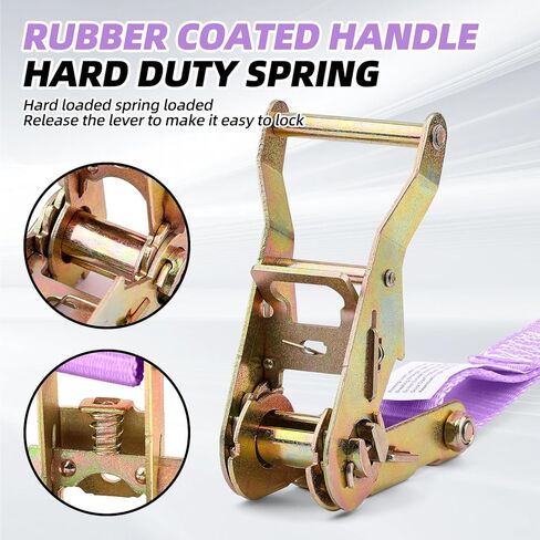 Ratchet Tie Down Straps (4 Pack) - 3,306lb Max Break Strength incl. (4) Heavy Duty Rachet Tie Downs with Hooks & Handles Best for Moving Securing Cargo (Purple, 12 FT) in Saudi Arabia