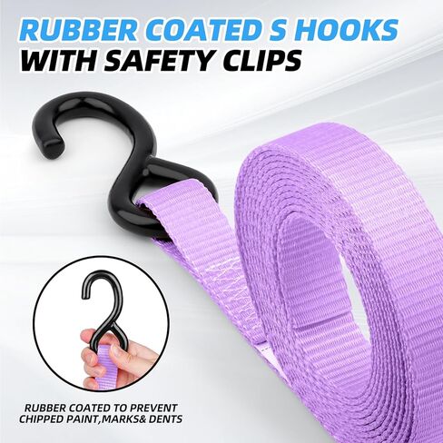 Ratchet Tie Down Straps (4 Pack) - 3,306lb Max Break Strength incl. (4) Heavy Duty Rachet Tie Downs with Hooks & Handles Best for Moving Securing Cargo (Purple, 12 FT) in Saudi Arabia