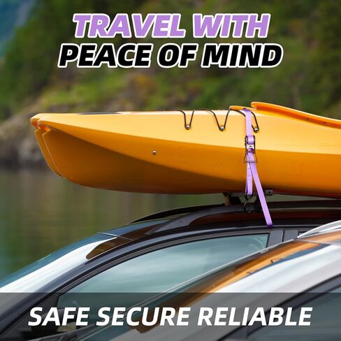 Ratchet Tie Down Straps (4 Pack) - 3,306lb Max Break Strength incl. (4) Heavy Duty Rachet Tie Downs with Hooks & Handles Best for Moving Securing Cargo (Purple, 12 FT) in Saudi Arabia