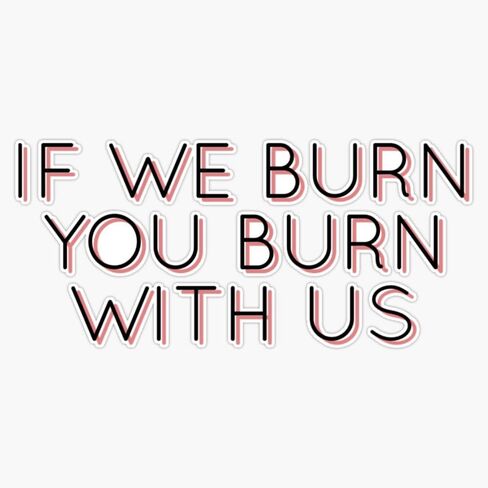 If we burn you burn with us - The Hunger Games Bumper Sticker Vinyl Decal 5 inches in Saudi Arabia