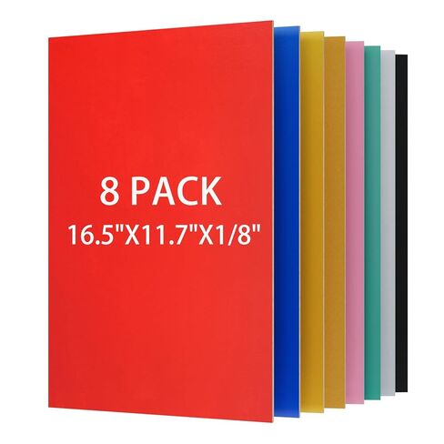 8 Pack Pre-Painted Colored Plywood Sheets,16.5" x 11.7" x 1/8 (3mm), 8 Colors Mixed Basswood,Ideal for Laser Cutting, Engraving, DIY Crafts, Ornaments, Models Making in Kuwait