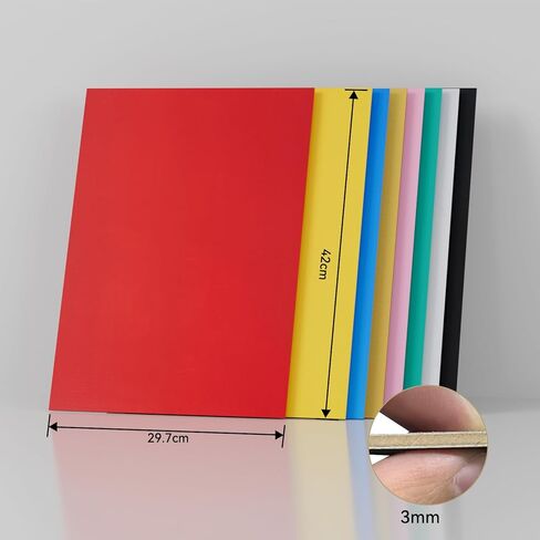 8 Pack Pre-Painted Colored Plywood Sheets,16.5" x 11.7" x 1/8 (3mm), 8 Colors Mixed Basswood,Ideal for Laser Cutting, Engraving, DIY Crafts, Ornaments, Models Making in Kuwait