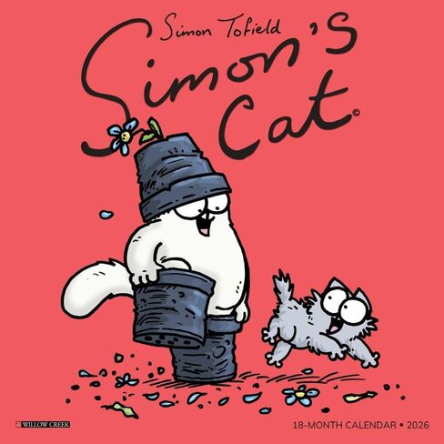 Willow Creek Press، تقويم حائط صغير من Simons Cat 2026، مقاس 7 بوصة × 7 بوصة، تقويم لمدة 18 شهرًا مع غلاف مثبت in Saudi Arabia