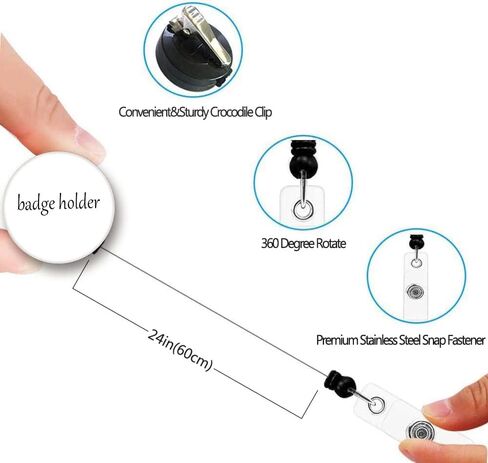 SLP Badge Reel,Retractable Name Card Badge Holder with Alligator Clip, Medical MD RN Nurse Badge ID,Office Employee Name Badge, Badge Holder, Black in Saudi Arabia