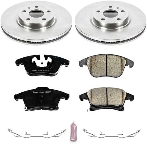 طقم فرامل بديلة أمامية من Power Stop KOE6399 Autospecialty - دوارات فرامل OE ووسادات فرامل سيراميك لسيارة Ford Fusion 2013-2020، Lincoln MKZ 2013-2016 [نموذج محدد] in Saudi Arabia