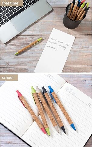 jinfusi Wheat Straw Pens(30 Pack),Eco Friendly Cork and Recycled Ballpoint Writing Black Ink Sustainable Products Set Pens or Journaling in Saudi Arabia
