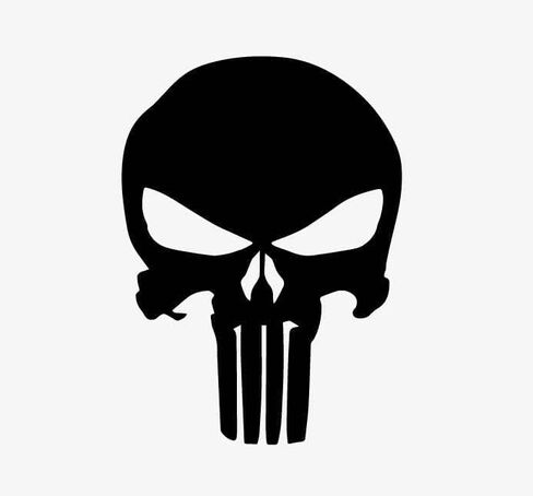 ملصق فينيل لصائق جمجمة Punisher لجهاز الكمبيوتر المحمول والشاحنات والسيارات والنوافذ، ملصق ممتص للصدمات على شكل جمجمة بيضاء | 5.5 بوصة (أسود) in Kuwait