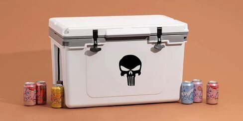 ملصق فينيل لصائق جمجمة Punisher لجهاز الكمبيوتر المحمول والشاحنات والسيارات والنوافذ، ملصق ممتص للصدمات على شكل جمجمة بيضاء | 5.5 بوصة (أسود) in Kuwait