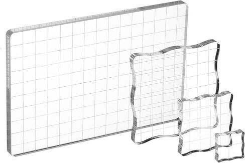 PATIKIL Acrylic Stamp Block, 4Pcs Clear Stamping Block with Grid Lines Set Decorative Mounting Blocks Square Rectangle for Scrapbooking DIY Crafts Card Making in Saudi Arabia
