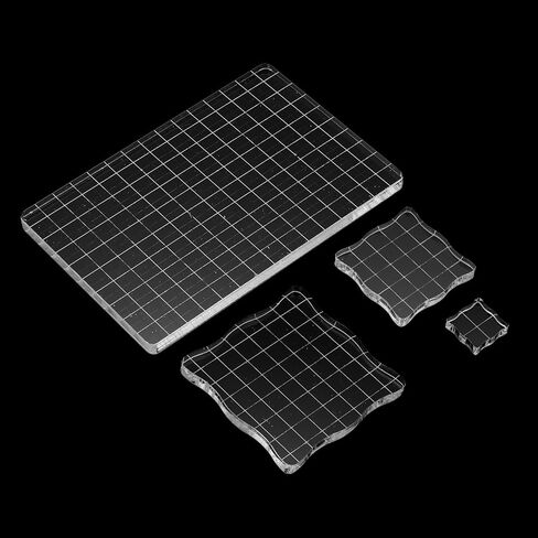 PATIKIL Acrylic Stamp Block, 4Pcs Clear Stamping Block with Grid Lines Set Decorative Mounting Blocks Square Rectangle for Scrapbooking DIY Crafts Card Making in Saudi Arabia