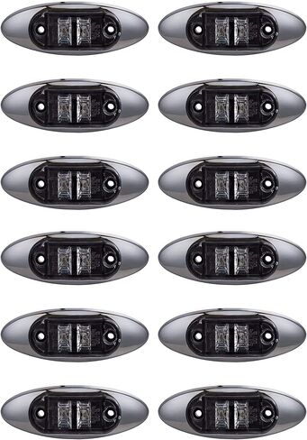 LONG HAUL 4 × 1.5 بوصة مصباح تحديد خلوص سطحي LED شفاف/كهرماني مع إطار من الكروم بيضاوي مستطيل | شاحنات مقطورة (6 عبوات) in Kuwait