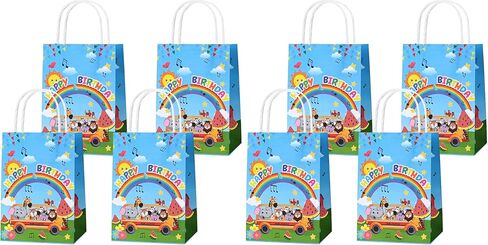 24 حزمة الكرتون البطيخ حفلة عيد ميلاد لصالح أكياس البطيخ نغمات موسيقية قوس قزح منقوشة حقائب هدايا مع مقابض لديكور حفلة البطيخ in Kuwait