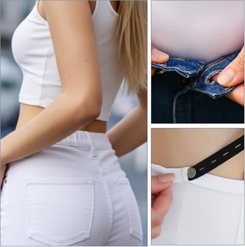 6-Pack Waist Tightener for Pants Women with Jeans Button Tighteners Pants Adjuster, Pant Waist Tighteners, Adjustable Waists Knots for Jeans, Waistband Tighteners for Comfortable Fit in Saudi Arabia