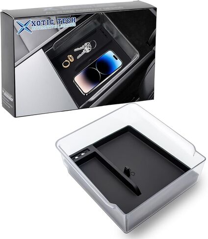 x xotic tech Center Console Armrest Box Organizer Tray Compatible with Tesla Model 3 Highland 2024 2025 2026, Model Y Juniper 2025 2026, Storage Box Insert Case (Transparent w/Black Silicone Lining) in Saudi Arabia