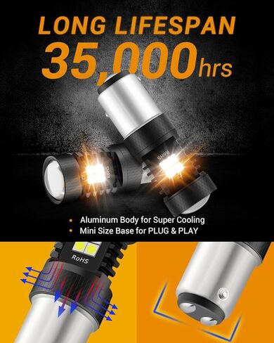 Auxbeam 7443 LED Bulbs 7443 Switchback LED Bulbs T20 7444 7444NA LED Bulb White and Amber Dual Color LED Bulb with Projector for Turn Signal Lights DRL Parking Lights May Need Resistors in Kuwait