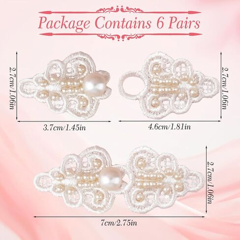 WANDIC 6 Pairs Apricot Chinese Knot Buttons Chinese Style Cloak Clasp Fasteners Sweater Clips Cardigan Cloak Clasp Fasteners Cheongsam Buttons with Pearl for Clothing Decoration in Saudi Arabia