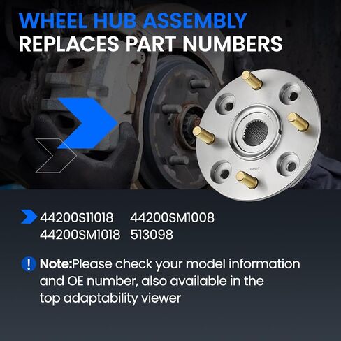 513098 محمل العجلة الأمامية ومجموعة المحور متوافقة مع Acura CL 1998-1999 L4 2.3L GAS، متوافق مع Honda Accord 1990-1997 L4 2.2L GAS، 4-Lug 2PCS in Saudi Arabia