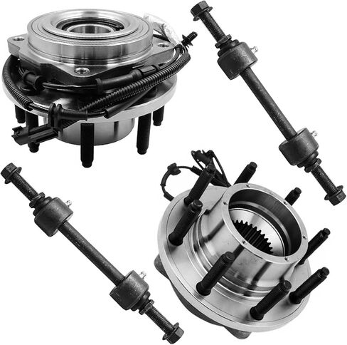 محور ديترويت - مجموعة محاور محمل العجلات الأمامية 4WD لسيارة Ford 2017-2019 F-250 F-350 Super Duty 2 محاور محمل العجلة 2 وصلات نهاية قضيب Sway 2018 بديلة in Saudi Arabia