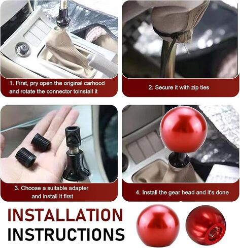 Car Ball Shifter Knob, Scratch-Resistant 5 Speed Metal Stick Shift Knob, Automotive Modification Gear Shift Ball Accessories, Universal for Most Cars (Red) in Saudi Arabia