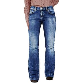 Flamingals Women's Boot Cut Jeans Trendy Tummy Control Jeans Stretch Straight Leg Skinny Jeans in Kuwait