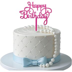 Happy Birthday Cake Topper,Acrylic Boy or Girl Cake Sign Decorations,Birthday Cake Topper Supplies for Men's Women's Birthday Party Cake Dessert (Hot pink) in Saudi Arabia