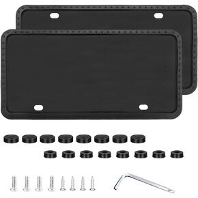 قطعتان من أغطية إطارات لوحة الترخيص المصنوعة من السيليكون، حاملات دعامات لوحة الترخيص الأمامية الخلفية الأوتوماتيكية المقاومة للصدأ والخشخشة، واقي لوحة علامة السيارة مقاوم للطقس مع أغطية مسامير للغسيل (أحمر) in Kuwait