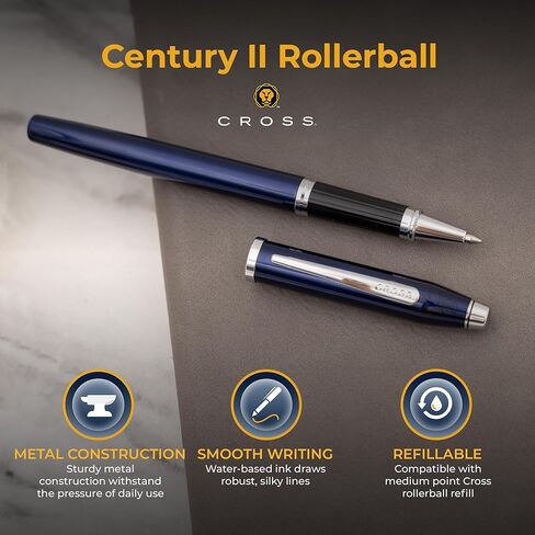 Engraved Cross Century II Capped Rollerball Pen in Black Lacquer with Gold Trim. Executive Personalized Gift for Graduation, Holidays, and Milestones. in Saudi Arabia