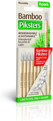Bamboo Piksters Interdental Brushes | Sizes 00-6 | 8 Pack (8 Pack, Size 1 (Purple)) in Kuwait