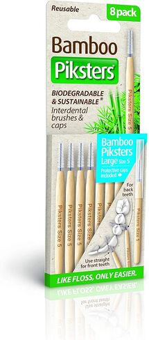 Bamboo Piksters Interdental Brushes | Sizes 00-6 | 8 Pack (8 Pack, Size 1 (Purple)) in Kuwait