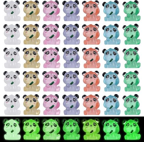 35pcs Luminous Mini Resin Pandas, 7 Colors Glow in The Dark Mini Pandas Figurines Miniature Pandas Tiny Glitter Resin Pandas Mini Animals Figures for Garden Dollhouse Home DIY Crafts Decoration in Saudi Arabia