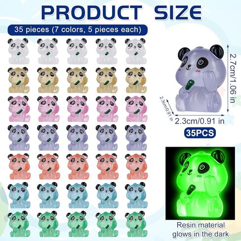 35pcs Luminous Mini Resin Pandas, 7 Colors Glow in The Dark Mini Pandas Figurines Miniature Pandas Tiny Glitter Resin Pandas Mini Animals Figures for Garden Dollhouse Home DIY Crafts Decoration in Saudi Arabia