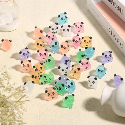 35pcs Luminous Mini Resin Pandas, 7 Colors Glow in The Dark Mini Pandas Figurines Miniature Pandas Tiny Glitter Resin Pandas Mini Animals Figures for Garden Dollhouse Home DIY Crafts Decoration in Saudi Arabia