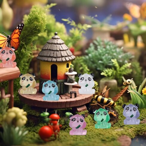 35pcs Luminous Mini Resin Pandas, 7 Colors Glow in The Dark Mini Pandas Figurines Miniature Pandas Tiny Glitter Resin Pandas Mini Animals Figures for Garden Dollhouse Home DIY Crafts Decoration in Saudi Arabia