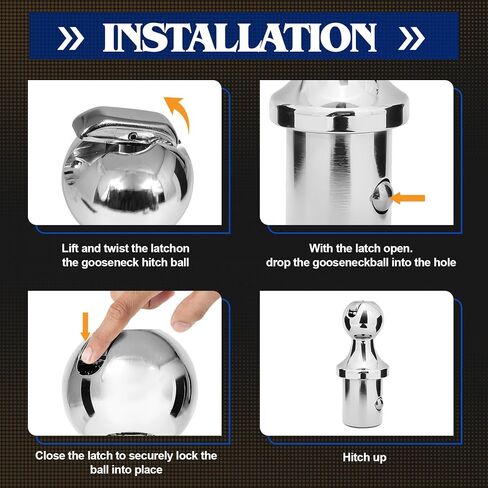 60618 Gooseneck Hitch Ball Kit, 2 5/16 Inch Puck System Gooseneck Ball for Truck Bed with 2 Gooseneck Safety Chain Anchors 30000 lbs GTW/ 7500 lbs VTW, Compatible with 2013-2024 Dodge RAM 2500 3500. in Kuwait
