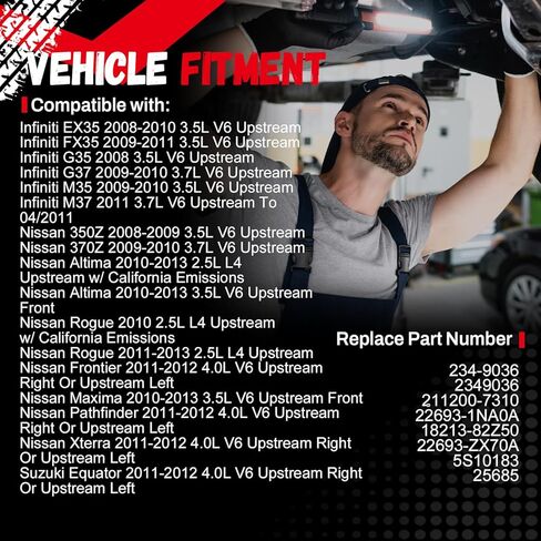 234-9036 مستشعر الأكسجين O2 نسبة وقود الهواء المنبع 250-54035 متوافق مع نيسان ألتيما ماكسيما 3.5 لتر روغ 2.5 لتر 2011-2013 باثفايندر فرونتير إكستيرا إنفينيتي M35 G3، استبدل 211200-7310 in Kuwait