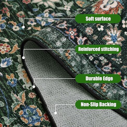 سجاد أخضر لغرفة النوم، سجاد قابل للغسل مقاس 5 × 7، سجاد بوهو عتيق شرقي كبير قابل للطي من الصوف الصناعي لغرفة المعيشة وغرفة الحضانة والنوم وغرفة اللعب للأطفال والمكتب المنزلي in Kuwait