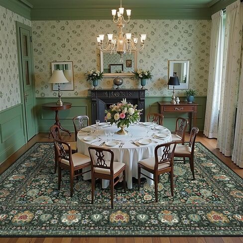 سجاد أخضر لغرفة النوم، سجاد قابل للغسل مقاس 5 × 7، سجاد بوهو عتيق شرقي كبير قابل للطي من الصوف الصناعي لغرفة المعيشة وغرفة الحضانة والنوم وغرفة اللعب للأطفال والمكتب المنزلي in Kuwait