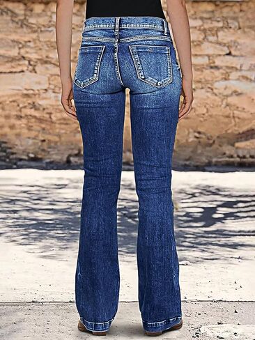 Flamingals Women's Boot Cut Jeans Trendy Tummy Control Jeans Stretch Straight Leg Skinny Jeans in Kuwait