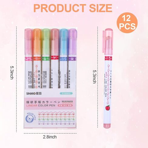 12 Pcs Magic Border Pens for Paper with 12 Different Curve Shapes, Magicborder Pen, Decorative Pens Stamp Markers for Curve Highlighter Roller-Tip Design Effortless Decorative Lines in Saudi Arabia