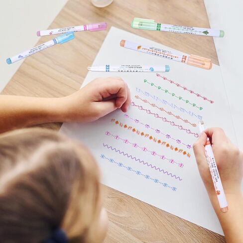 12 Pcs Magic Border Pens for Paper with 12 Different Curve Shapes, Magicborder Pen, Decorative Pens Stamp Markers for Curve Highlighter Roller-Tip Design Effortless Decorative Lines in Saudi Arabia
