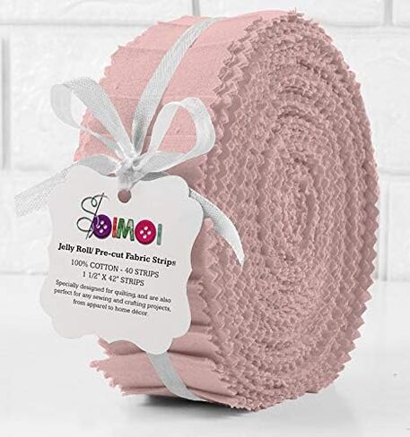 Soimoi 40Pcs Solid Pale Pink Cotton Precut Fabrics for Quilting Craft Strips 1.5 Inches Jelly Roll in Saudi Arabia