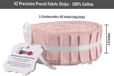Soimoi 40Pcs Solid Pale Pink Cotton Precut Fabrics for Quilting Craft Strips 1.5 Inches Jelly Roll in Saudi Arabia