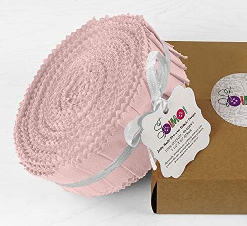 Soimoi 40Pcs Solid Pale Pink Cotton Precut Fabrics for Quilting Craft Strips 1.5 Inches Jelly Roll in Saudi Arabia