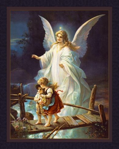 Guardian Angel Digital Panel - 100% Cotton Fabric - Digitally Printed - 35" x 45" - Quilting - Wall Hanging in Saudi Arabia